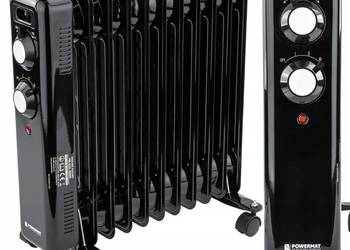 GRZEJNIK OLEJOWY ELEKTRYCZNY 2500W 11 ŻEBER KALORYFER MOCNY TERMOSTAT KÓŁKA