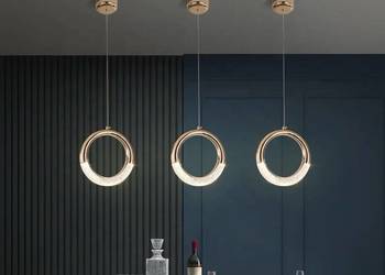 Żyrandol ROUND SINGLE Glamour Kryształowy Złoty LED Lampa Wisząca Nad Wyspę
