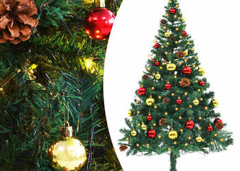 vidaXL Sztuczna choinka z bombkami i lampkami, zielona(SKU:321499)
