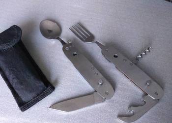 Niezbędnik turystyczny, menażka, łyżka, widelec, scyzoryk