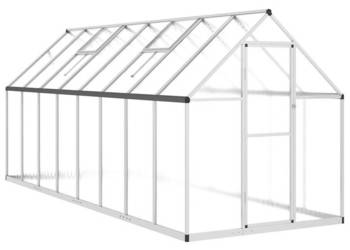 vidaXL Szklarnia z ramą podstawy, srebrna, 445x169x195 cm(SKU:3266332)