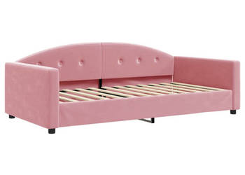 Sofa z funkcją spania różowa obita aksamitem 100x200 cm WM-354146