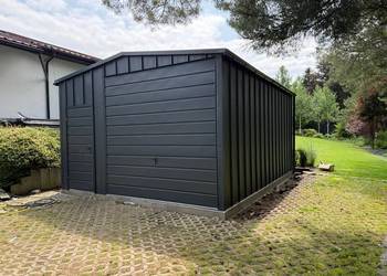 Garaż Blaszany dwuspadowy Rąbek 4x6 Ciemny Grafit MAT PREMIUM