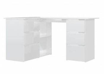 vidaXL Biurko narożne, wysoki połysk, białe, 145x100x76 cm（SKU:801095）