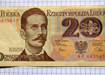 BANKNOT - 20 ZŁOTYCH 1982 ROK ( SERIA : AF 6835617 )