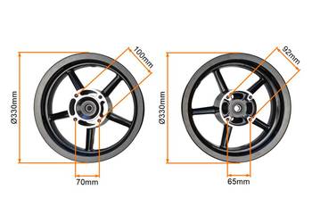 FELGA PRZÓD I TYŁ 12" PITBIKE 120/80-12, 100/90-12 MRF KAYO 110/120/14