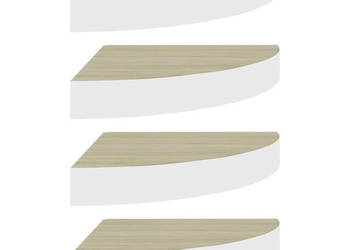 Narożne półki ścienne 4 szt. dąb i biel 25x25x38 cm MDF WM-326632