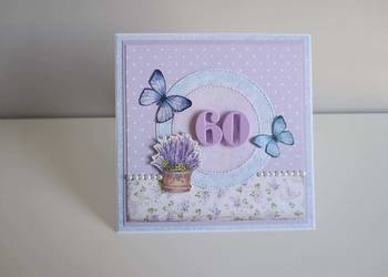 Kartka ręcznie robiona na urodziny  fiolet