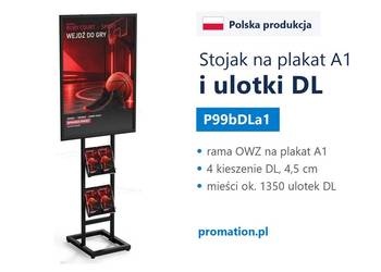 Czarny stojak na plakat A1 i ulotki DL, ekspozytor reklamowy P99bDLa1
