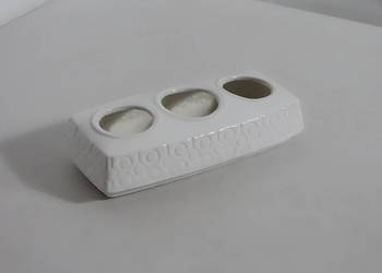 Retro Świecznik Ceramiczny – Biały – Mid-Century Modern