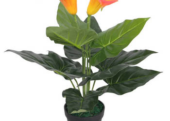 Sztuczna kalia z doniczką 45 cm czerwono-żółta WM-244442