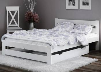 Łóżko białe Kada 160x200 materac w komplecie, z zagłówkiem