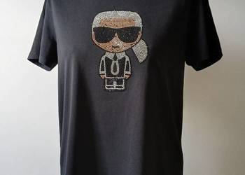 Bluzka damska, czarna, bawełna, Karl Lagerfeld, rozmiar s,m