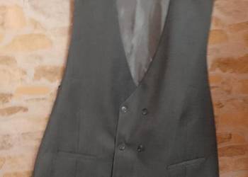 (L/XL) (EUR 52) Szara, dwurzędowa kamizelka garniturowa z Londynu