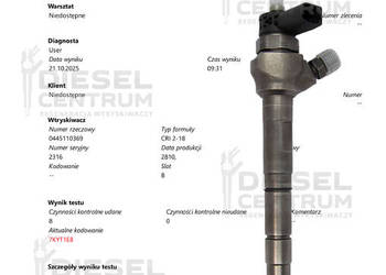 WTRYSKIWACZE BOSCH 0445110369 03L130277J AUDI VW 2.0TDI KOMPLET 4 SZT