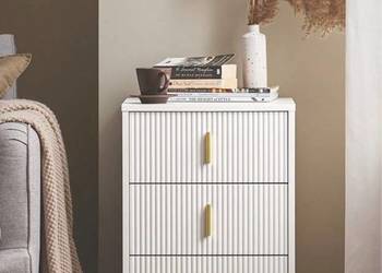 SoBuy Stolik nocny z 3 szufladami i schowkiem, nowoczesny stolik pomocniczy