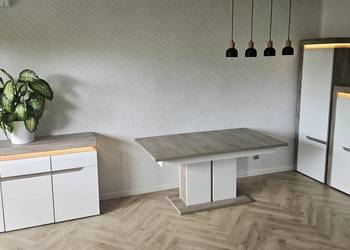 Komplet Mebli IRMA dąb/biały komoda kredens regał stół rozkładany szafkaRTV