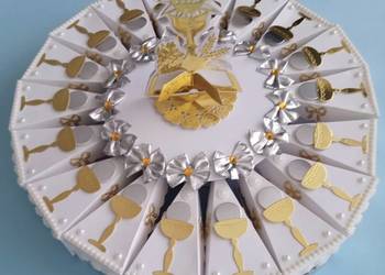 Podziękowanie dla gości Papierowy tort 1 Komunia rocznica komunii bierzmowa