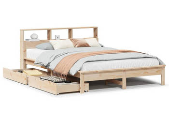Łóżko z regałem bez materaca lite drewno sosnowe 160x200 cm WM-3309803