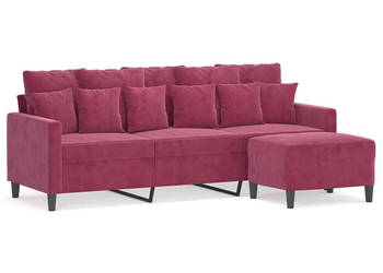 3-osobowa sofa z podnóżkiem winna czerwień 180 cm aksamit WM-3201111