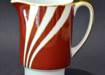 Porcelana Ćmielów, mlecznik London brązowy z białym złocenia