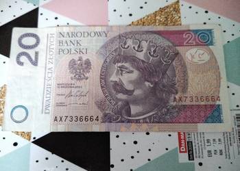 Banknot o nominale 20,00 zł - numer seryjny AX7336664