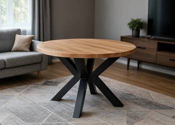 Stół PAJĄK Dębowy Okrągły LOFT, Lite Drewno, Różne Wymiary, Rozkładany