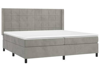 Łóżko kontynentalne z materacem i LED szare aksamit 200x200cm WM-3139583