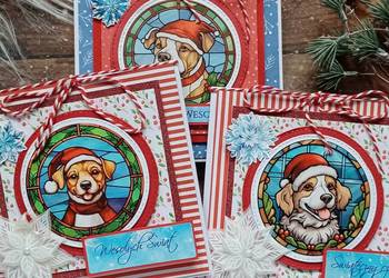 Kartki świąteczne, Boże Narodzenie, z pupilem, psy Kartki świąteczne, Boże Narodzenie, z pupilem, psy