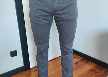 spodnie Hugo Boss męskie szare, chinosy stretch, 33/32