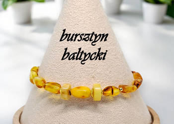 Bransoletka bursztyn bałtycki ryż krążek, koniak cytryna mleko #929