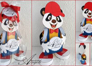 Komplet Box Pudełko na URODZINY*Panda z PLECAKIEM*Roczek