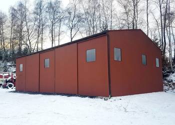 Blaszana montowana hala 10×15 m – jasny brąz matowy
