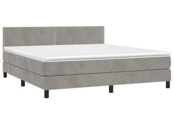 Łóżko kontynentalne z materacem i LED szare aksamit 160x200cm WM-3134351
