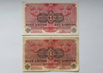 Banknoty 1koron Austro-Wegry z nadrukiem