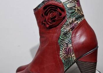 Skórzane damskie botki 37 Laura Vita boho flower power retro artystyczne