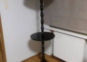 Lampa podłogowa ze stolikiem, szkło, drewno, ART DECO