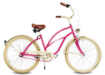 Rower beach Cruiser damski 26  / 28 różowy shimano BIEGI