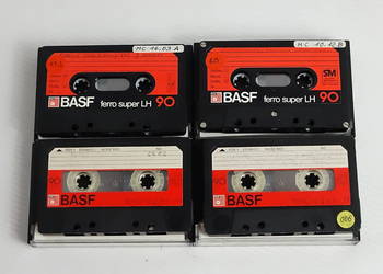 Zestaw 4 kaset magnetofonowych BASF ferro super LH 90 min + pudełka