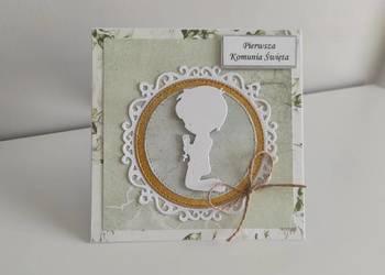 Kartka ręcznie robiona Komunia Święta chłopiec