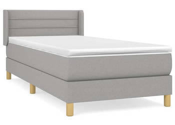 Łóżko kontynentalne z materacem jasnoszare tkanina 90x200 cm WM-3130321