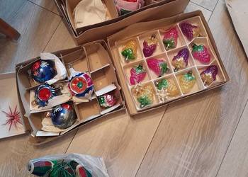 Ozdoby choinkowe bąbki oświetlenie lampki z prl