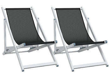 Składane krzesła plażowe 2 szt. czarne aluminium i textilene WM-360168