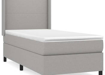 Łóżko kontynentalne z materacem jasnoszare tkanina 100x200cm WM-3131249