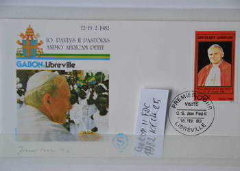 Znaczki. Papież Jan Paweł II Gabon II FDC Ks Chrostowski 25