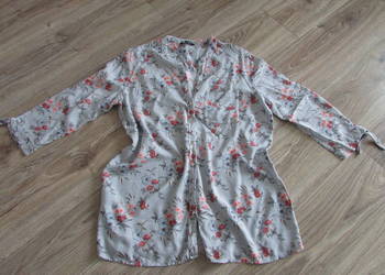 koszula bluzka 44/46 XL/XXL w kwiaty niebieska wiskoza peacocs