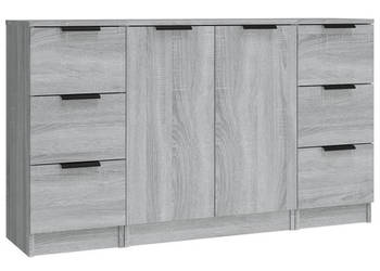 Szafki 3 szt. szary dąb sonoma materiał drewnopochodny WM-3115842