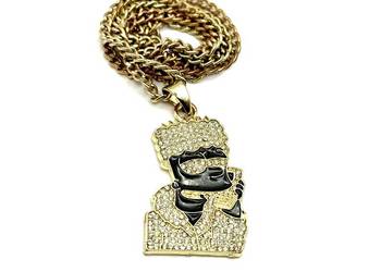 Złoty łańcuszek zawieszka Bart Simpson chain z diamentami