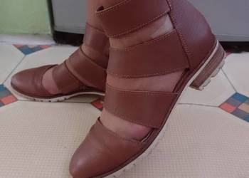 (39) ASOS/ Skórzane, brązowe Botki sztyblety z Londynu, Leather