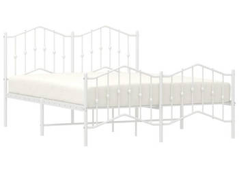 Łóżko Metalowe Białe Rama Łóżka Ze Stelażem Biała 140x190 cm WM-373856